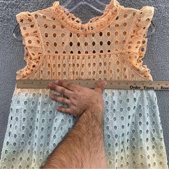 Anthropologie Ollari Ombre Lined Eyelet Pastel Sleeveless Cotton Top Blouse XS - Picture 6 of 12